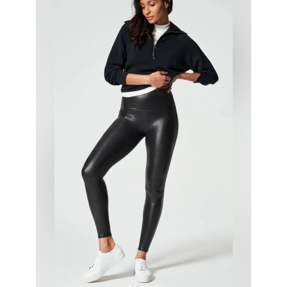 Spanx faux leather legging. Sz M. Punk, rock and roll, moto, Bikercore, goth